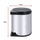Kitchen Swing Pull Out Bin Stainless Steel Garbage Rubbish Waste Trash Can 14L-12