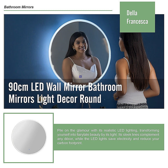 90cm LED Wall Mirror Bathroom Mirrors Light Decor Round