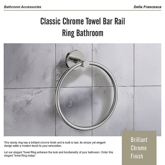 Classic Chrome Towel Bar Rail Ring Bathroom