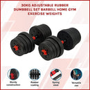 30kg Adjustable Rubber Dumbbell Set Barbell Home GYM Exercise Weights-3