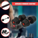 30kg Adjustable Rubber Dumbbell Set Barbell Home GYM Exercise Weights-9