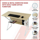 Wood & Metal Computer Desk with Shelf Home Office Furniture-3