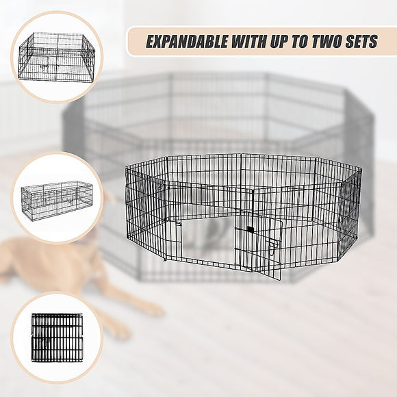 24" 8 Panel Pet Dog Playpen Puppy Exercise Cage Enclosure Fence Play Pen