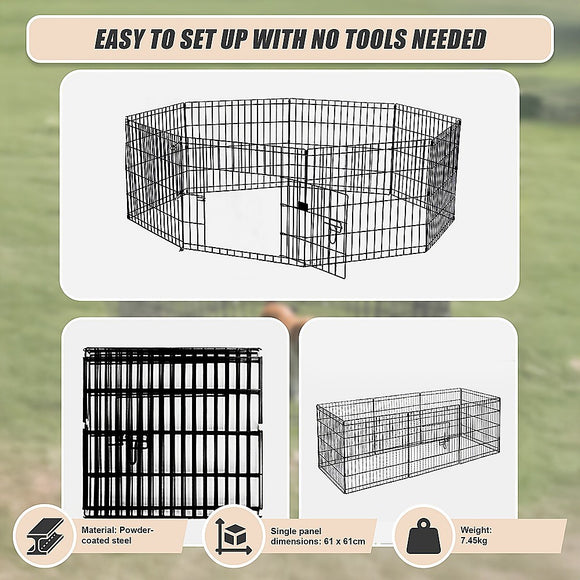 24" 8 Panel Pet Dog Playpen Puppy Exercise Cage Enclosure Fence Play Pen