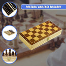 Chess Board Games Folding Large Chess Wooden Chessboard Set Wood Toy Gift-9