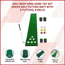 Golf Beer Pong Game Toy Set Green Golf Putting Matt with 2 Putters, 6 Balls-3