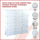 White Cube DIY Shoe Cabinet Rack Storage Portable Stackable Organiser Stand-3