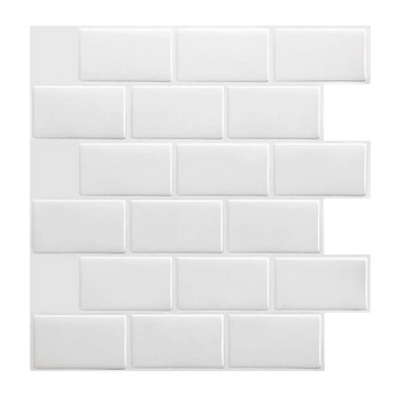 Tiles 3D Peel and Stick Wall Tile Subway White (30 x 30cm x 10 sheets)