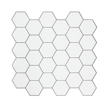 Tiles 3D Peel and Stick Wall Tile Hexagon White (30cm x 30cm x 10 sheets)