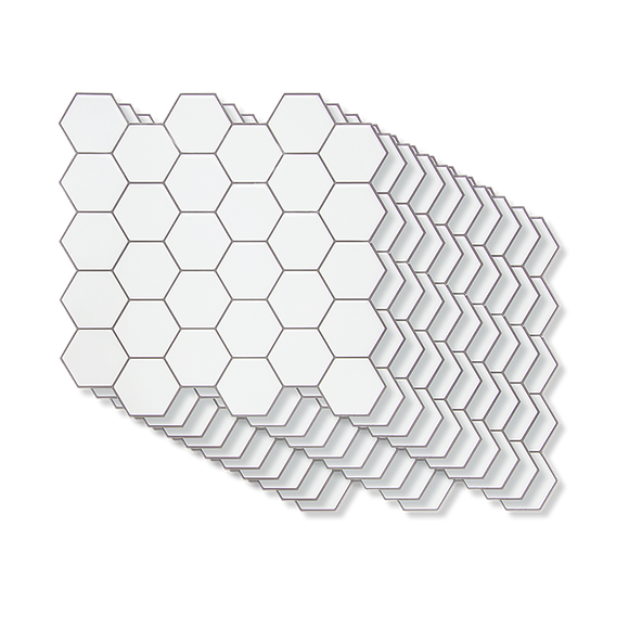 Tiles 3D Peel and Stick Wall Tile Hexagon White (30cm x 30cm x 10 sheets)