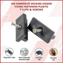 100 Composite Decking Hidden Fixing Fasteners Plastic T Clips & Screws-3
