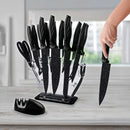 Kitchen 17 Pc Knife Set w/ Block & Sharpener Chef Bread Steak Knives-2