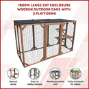 180cm Large Cat Enclosure Wooden Outdoor Cage with 3 Platforms-5