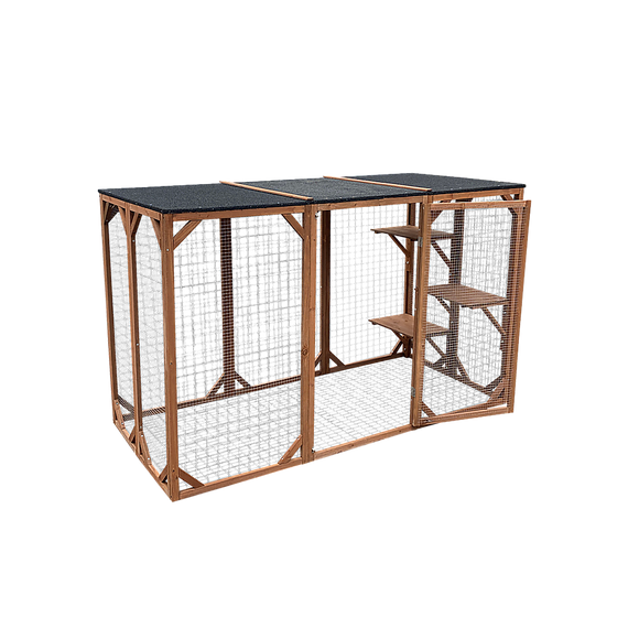 180cm Large Cat Enclosure Wooden Outdoor Cage with 3 Platforms
