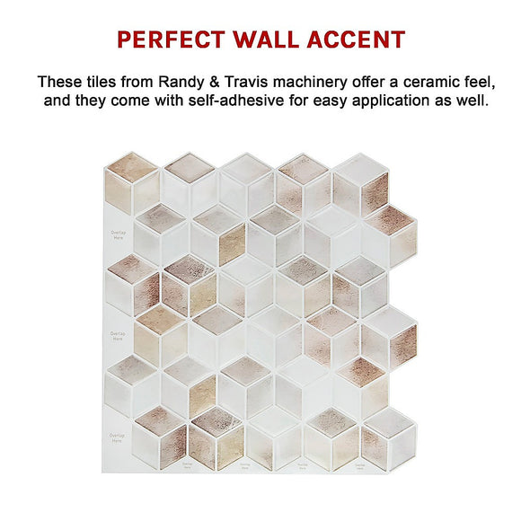 Tiles 3D Peel and Stick Wall Tile Shell Mosaic 10 Sheets