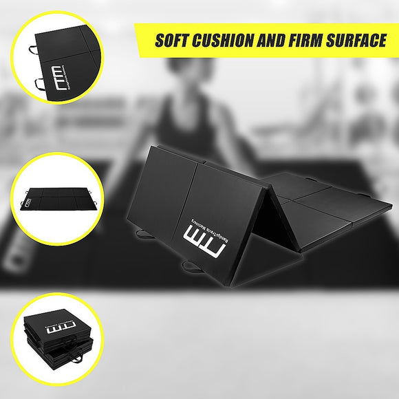 Folding Black Exercise Mat – Gymnastics, Martial Arts, Yoga, Karate & Judo Training