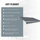 Motorised Outdoor Folding Arm Awning Retractable Sunshade Canopy Grey 3.0m x 2.5m-11