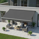 Motorised Outdoor Folding Arm Awning Retractable Sunshade Canopy Grey 3.0m x 2.5m-2