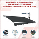 Motorised Outdoor Folding Arm Awning Retractable Sunshade Canopy Grey 4.0m x 3.0m-3