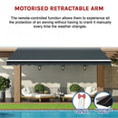 Motorised Outdoor Folding Arm Awning Retractable Sunshade Canopy Grey 5.0m x 3.0m-10