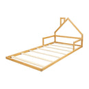 Pine Wood Floor Bed House Frame for Kids and Toddlers-1