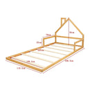 Pine Wood Floor Bed House Frame for Kids and Toddlers-7