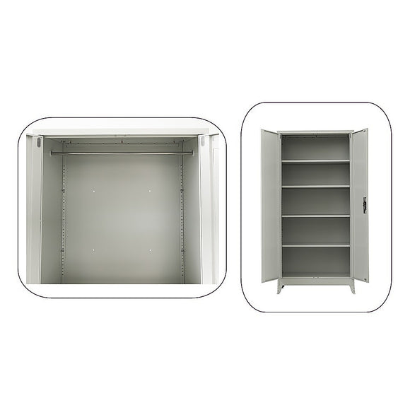 Two-Door Metal Cabinet Shelf Storage for Home Office Gym