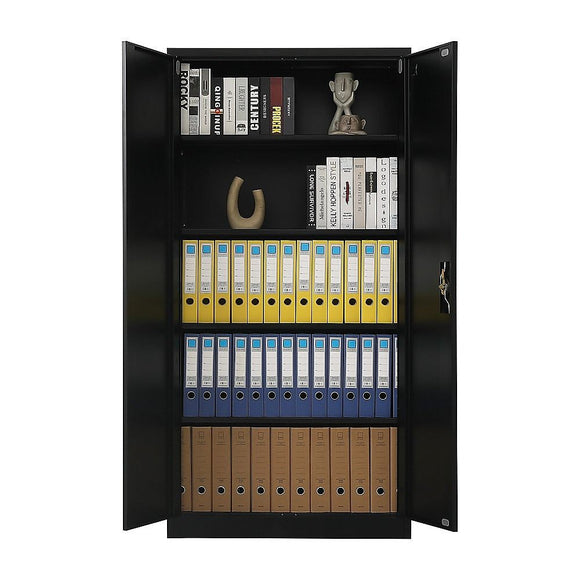 Two-Door Metal Cabinet Shelf Storage for Home Office Gym