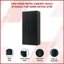 Two-Door Metal Cabinet Shelf Storage for Home Office Gym-3