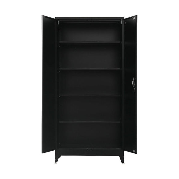 Two-Door Metal Cabinet Shelf Storage for Home Office Gym