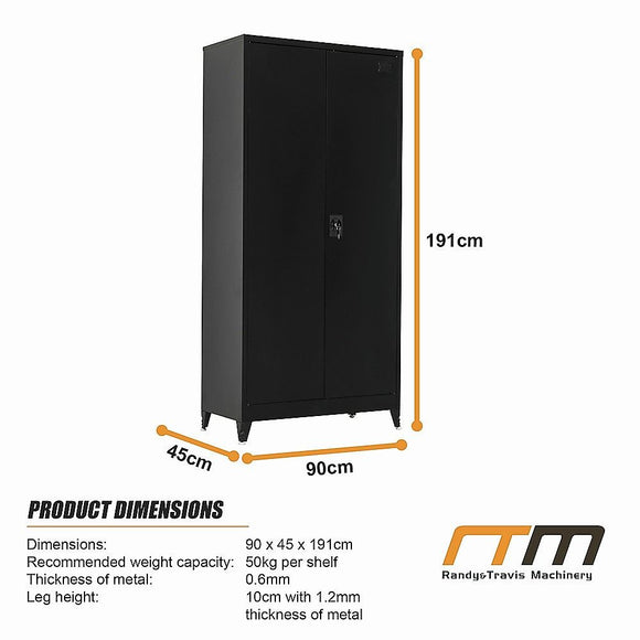 Two-Door Metal Cabinet Shelf Storage for Home Office Gym