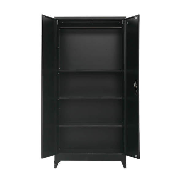 Two-Door Metal Cabinet Shelf Storage for Home Office Gym