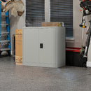 Two-Door Metal Short Cabinet Shelf Storage for Home Office Gym-2