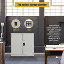 Two-Door Metal Short Cabinet Shelf Storage for Home Office Gym-7