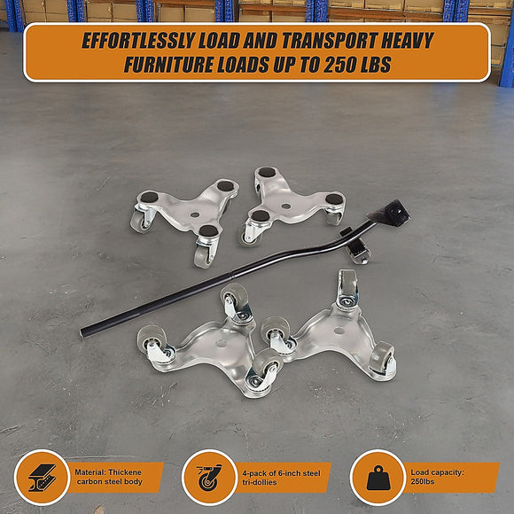 4 X All-purpose Dolly Metal Heavy Duty Furniture Mover Slider Set