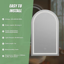 Arched LED Wall Mirror Bathroom Mirrors Makeup Anti-fog 600mm x 1000mm-11