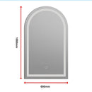Arched LED Wall Mirror Bathroom Mirrors Makeup Anti-fog 600mm x 1000mm-12