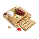 Bertha Bamboo Cheese Charcuterie Board and Knife Set 9 piece Square 34cm Free Delivery-1