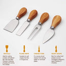 Bertha Bamboo Cheese Charcuterie Board and Knife Set 9 piece Square 34cm Free Delivery-6