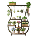 NNETMLT 6-Tier Plant Stand with Vase Shape Ladder Design, Rustic Brown-1