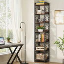 NNETMLT 78.7 Inch Extra Tall 7 Tier Skinny Bookcase, Rustic Brown-7