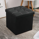 NNETM Faux Leather Storage Ottoman - Black, 55L-2