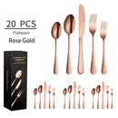 Rose Gold 410 Stainless Steel Cutlery Set - Western Steak Knife, Fork & Spoon Set, 4 Set/20-Piece Dinnerware Set-1