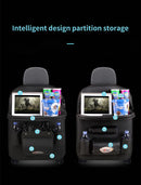 Rose Madder Leather Car Backseat Organizer with Foldable Tray Table & Trash Bag - Multi-functional Car Storage Solution-6