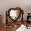 Love Shaped Mirror Cordate Wooden Tabletop Vanity Mirror, Elegant Design-1