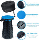 Black and Blue Splicing Color Portable Outdoor Telescopic Folding Stool with 100 Weight-Bearing Buckles, Lightweight and Compact Design, Perfect for Fishing, Camping, and Travel-4