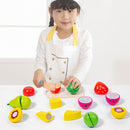 Kids Wooden Fruit Cutting Toy Set - 8 Fruits, Knife, and Cutting Board, 18x15cm Storage Container-2