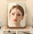 Square Rotating Mirror Tabletop Makeup Mirror - Large Wooden Swivel Vanity Mirror for Desk-2