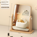 Square Rotating Mirror - Extra Large Tabletop Makeup Mirror - Large Wooden Swivel Vanity Mirror for Desk-1