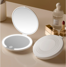 White Portable LED Makeup Mirror with Tricolor Lights - Rechargeable Folding Travel Mirror-2